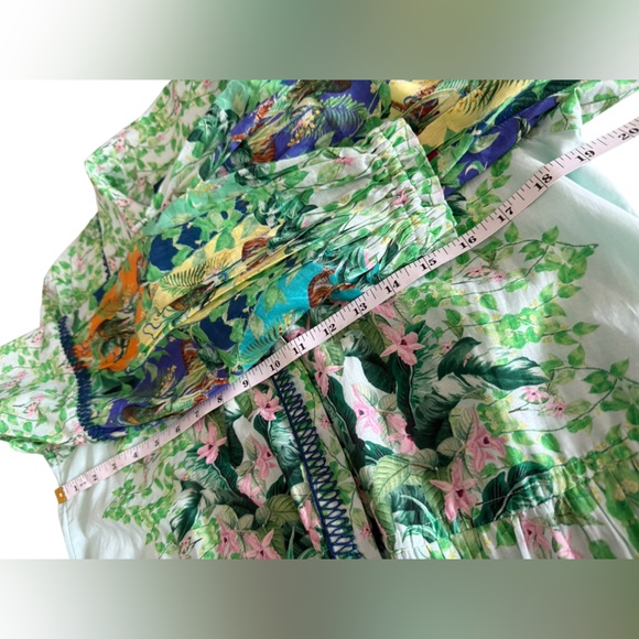 Anthropologie Cotton/Silk Blend Eleanora Maxi Green Jungle Animal Floral Dress S - Picture 7 of 11
